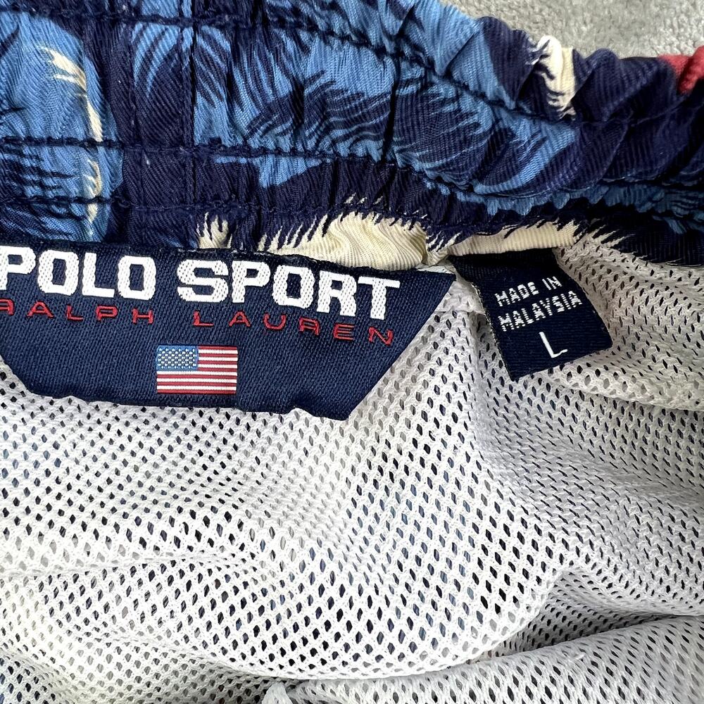 Polo Sport Ralph Lauren Swim Trunks Mens Size L Blue Allover Wave + Surfer Print - Picture 5 of 12